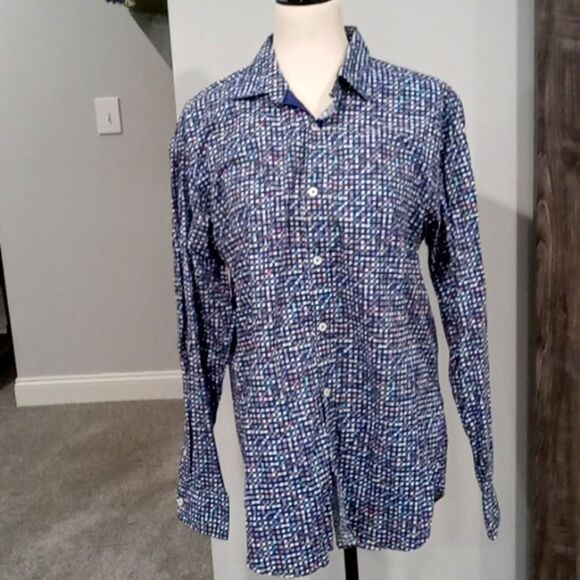 Bugatchi Classic Fit 100% cotton casual 7 button down shirt. size Medium - Picture 1 of 3